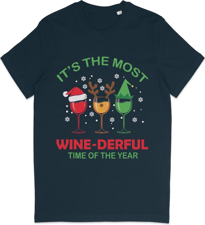 Dames en Heren T Shirt Kerstmis - Blauw -  Maat S