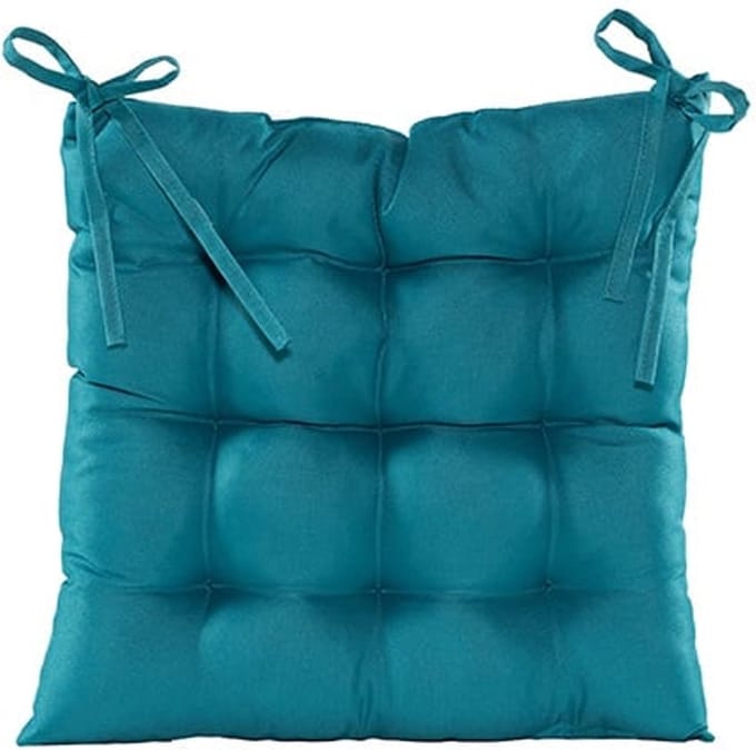 Anna's collection Stoelkussen gewatteerd - petrol blauw - 38 x 38 cm - binnen/buiten