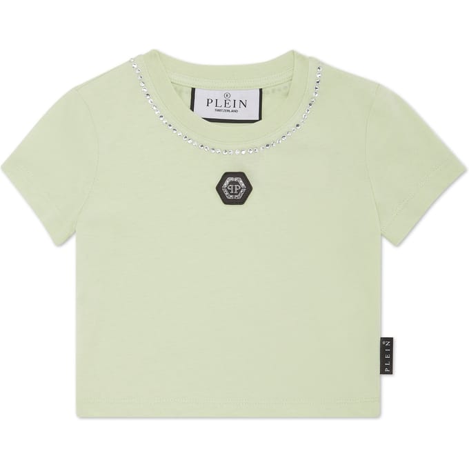 Cropped T-Shirt Strass Round Neck Ss