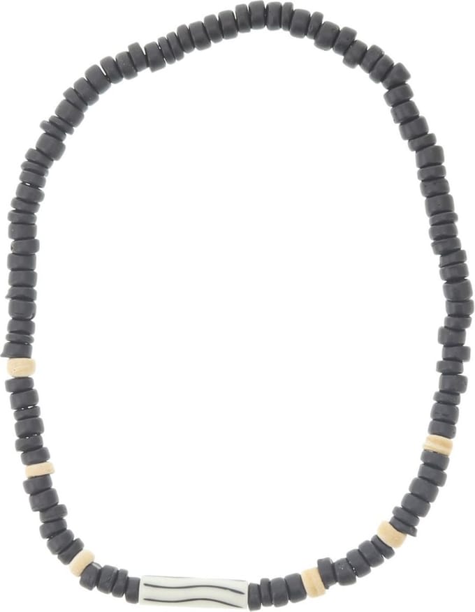 Behave Ketting Zwart - Houten Kralen Surf Ketting - Elastisch - 40 cm