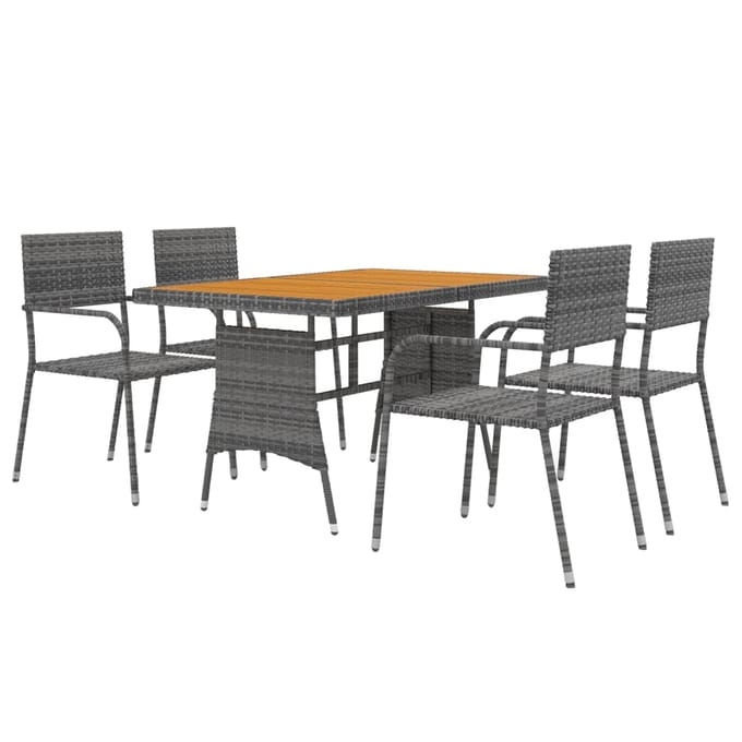 vidaXL - 5-delige - Tuinset - poly - rattan - grijs