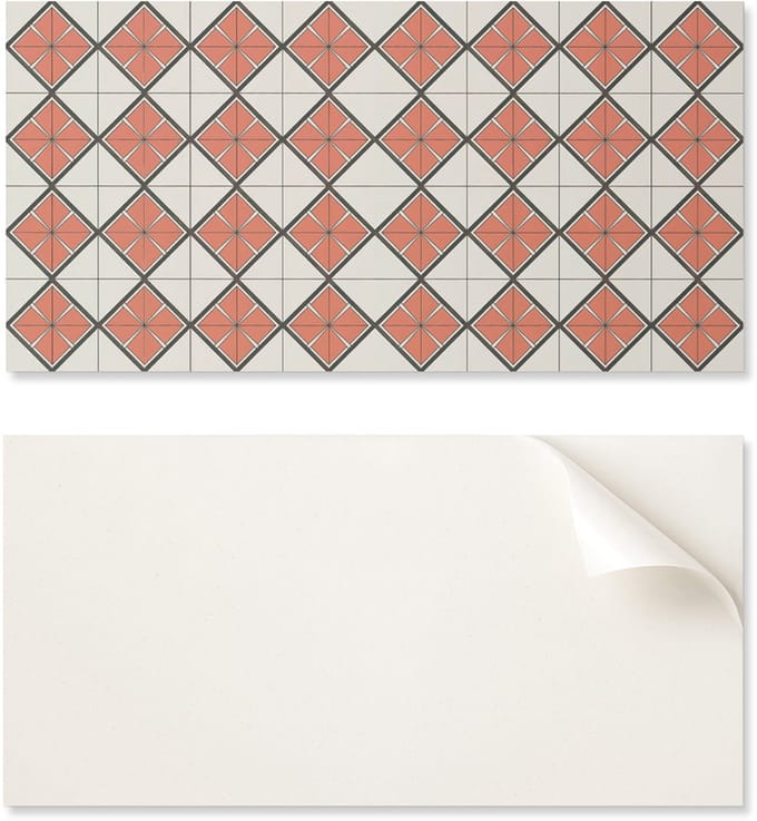Zelfklevend vinylpaneel met decoratieve print, 120x60 cm, geometrisch ruitpatroon.
