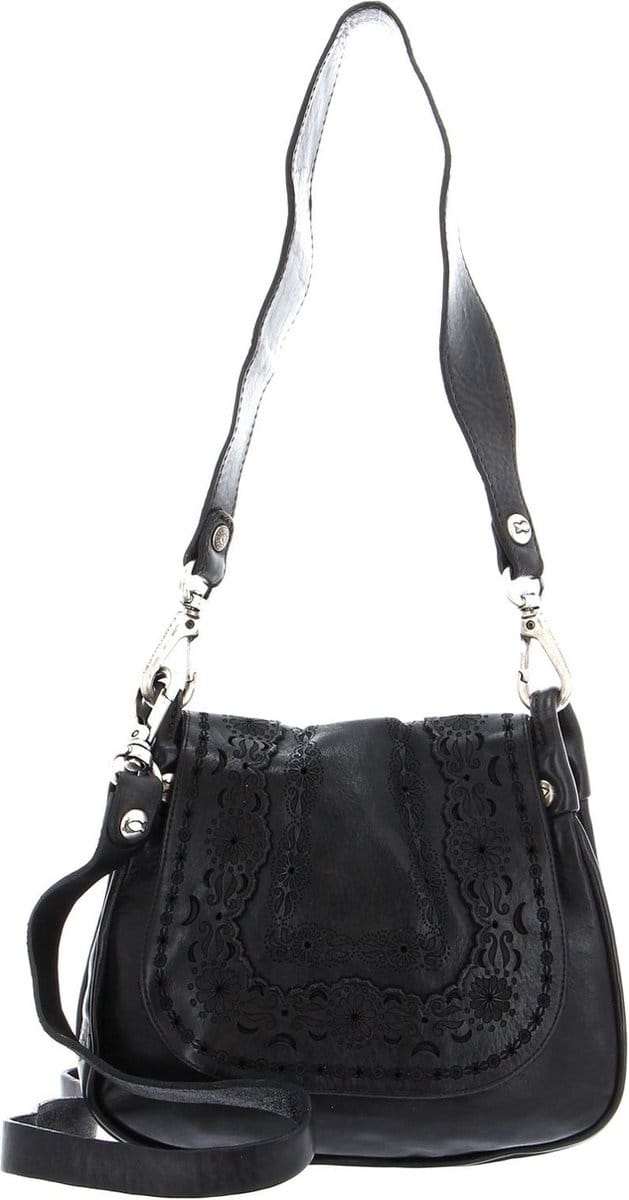 CAMPOMAGGI Leren Schoudertas Crossbody Small Nero Zwart