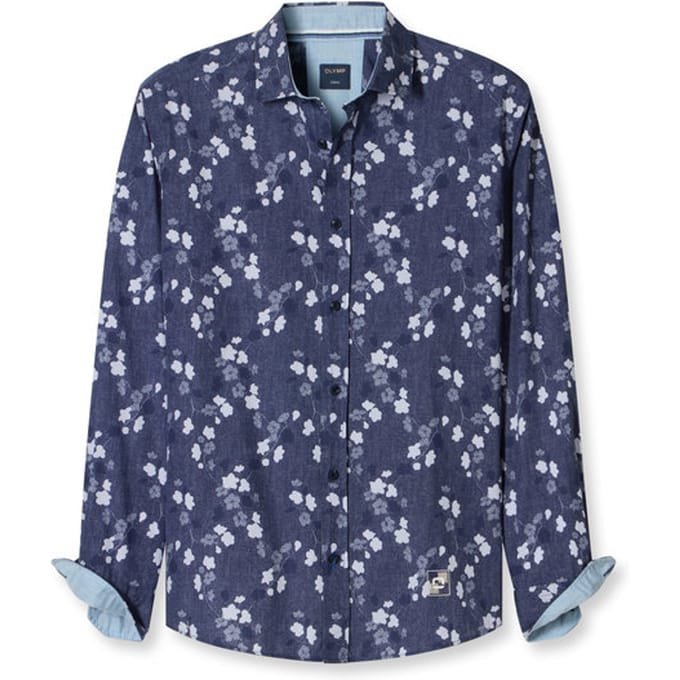 OLYMP Casual Overhemd, Regular Fit, Kent, Marineblauw