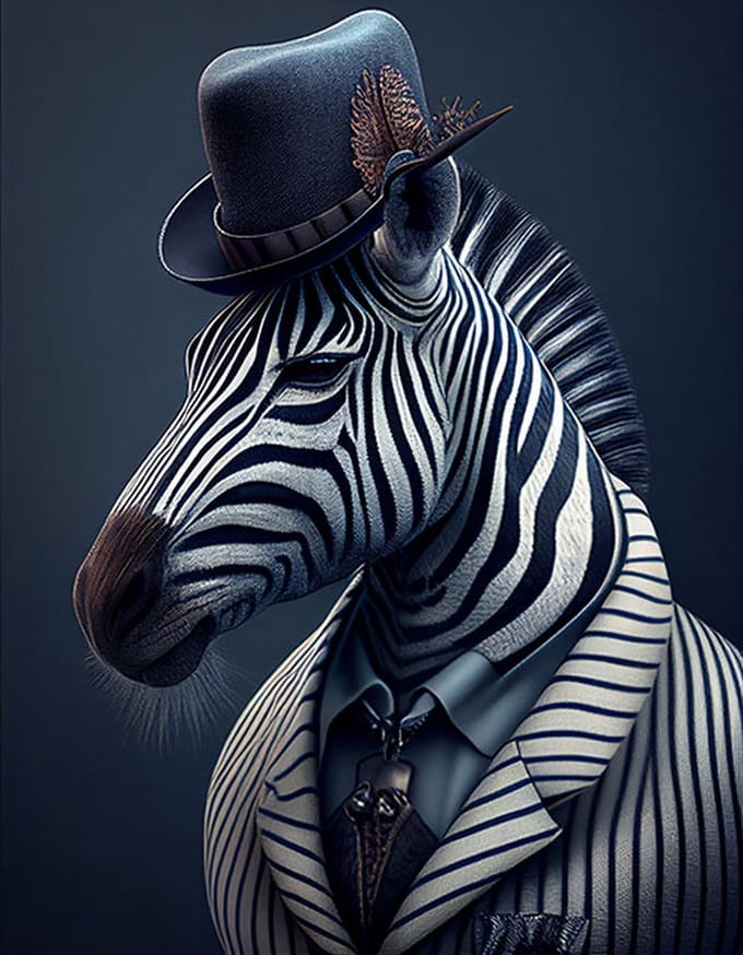 AI - Woondecoratie - Poster - Dieren - Zebra - Pak - 18 - 40 x 50 cm