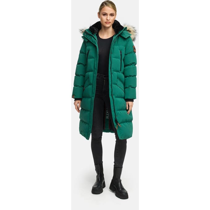 Marikoo dames winterjas – Schneesternchen, lang met capuchon & imitatiebontkraag