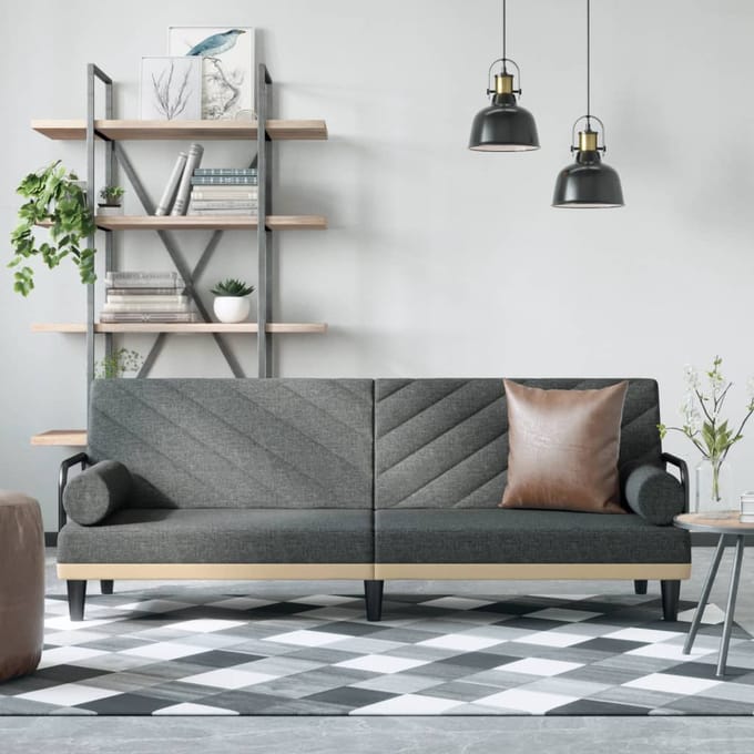 Vidaxl Klapbank met Armleuningen, Donkergrijs, Bekleed met Stof