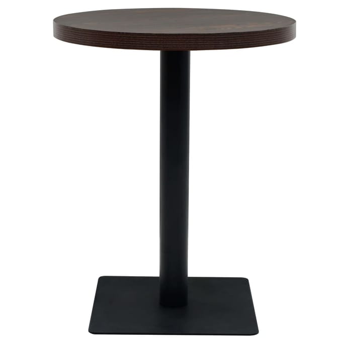 vidaXL - Bistrotafel - rond - 60x75 - cm - MDF - en - staal - donker - essenkleur