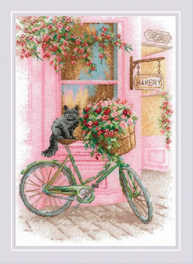 Borduurpakket - Fiets Bij Het Raam