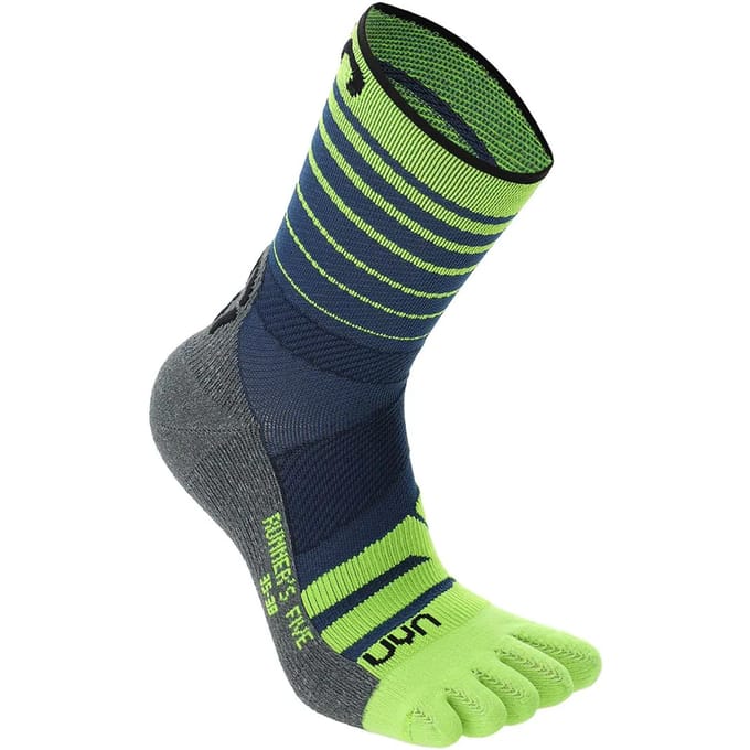 UYN Runner's Five Hardloopsokken Heren-Blauw,Geel
