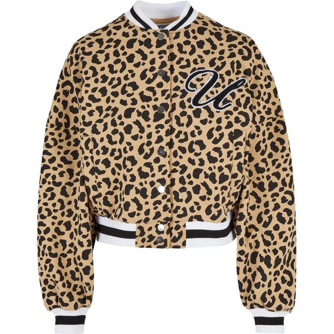 Urban Classics - AOP Oversized Sweat College jacket - L - Zwart/Beige