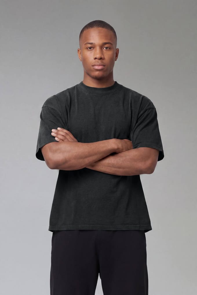 One More Rep Gewassen Oversized Verlengde Hals T-shirt | Black | Size Medium