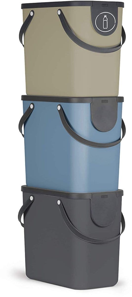 Rotho Albula afvalscheiders - set van 3 - 25L - zwart/blauw/cappuccino