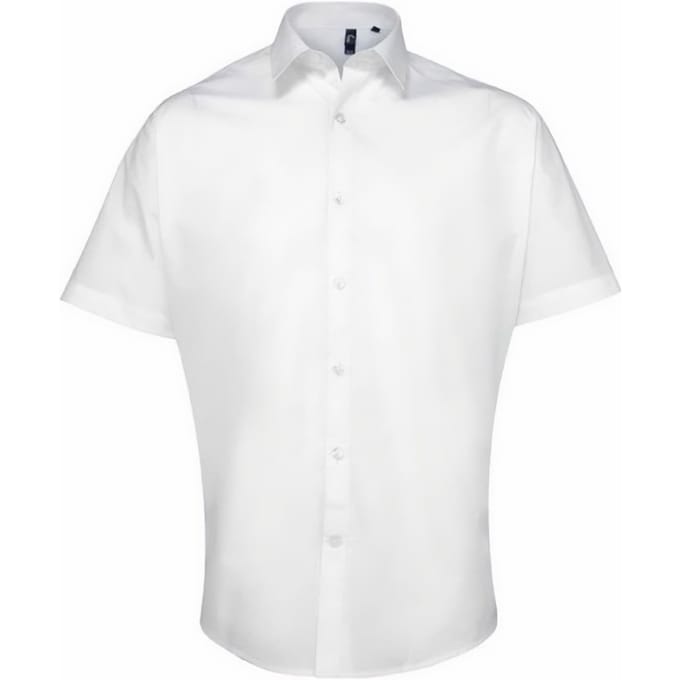 Premier Heren Supreme Poplin Overhemd met Korte Mouwen (Wit)