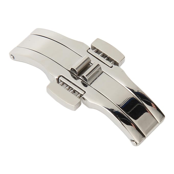Dubbele Knop Horloge Vouwsluiting Roestvrijstalen Bandsluiting Vervangend Accessoire 5 X 21 white