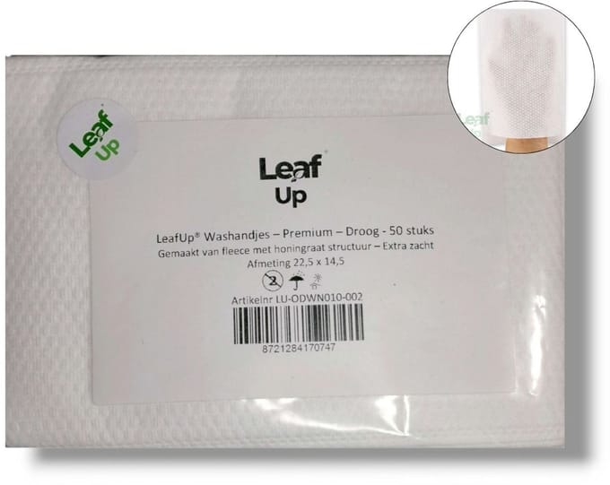LeafUp® Wegwerp Washandjes – Premium – Droog – 50 stuks (B)