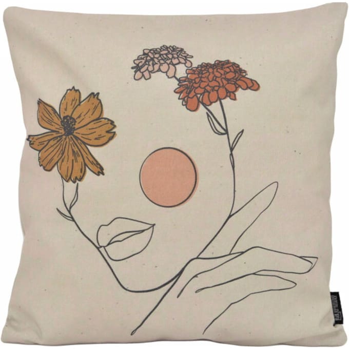 Gek op kussens! Sierkussen face flower outdoor | 45 x 45 cm | katoen/polyester