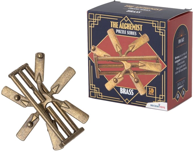 Recent Toys breinbreker The Alchemist van messing - uitdagende puzzel.