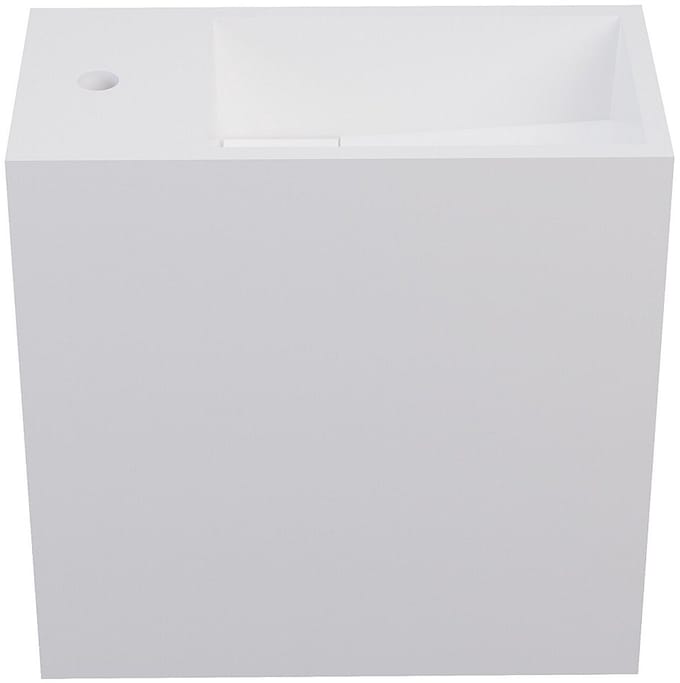 Vente-unique Witte zwevende wastafel in solid surface met nis - Kraan links - 40 cm - PUMORI