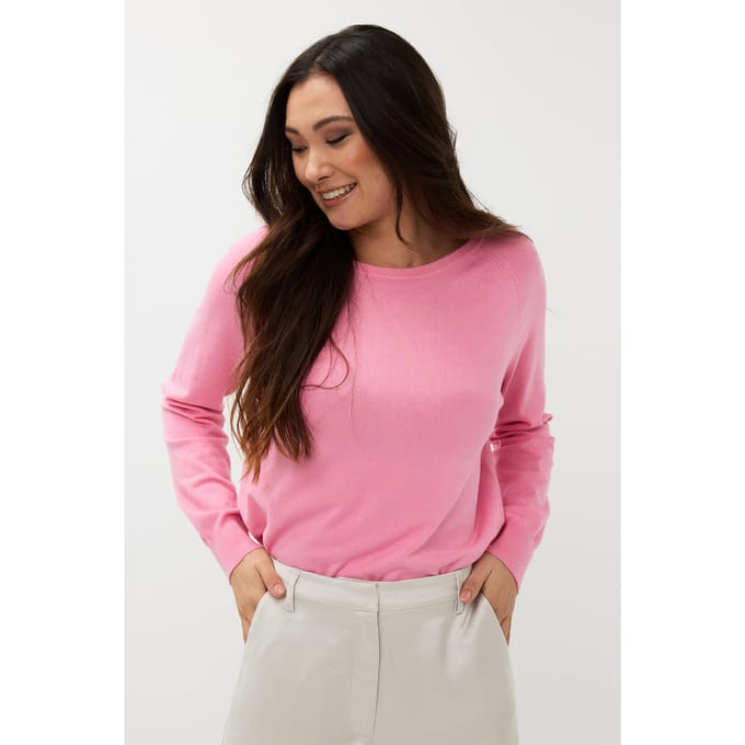 EsQualo Sweater Raglan Basic Knit Rose Größe: S | Pullover Outlet | Damen | Rosa