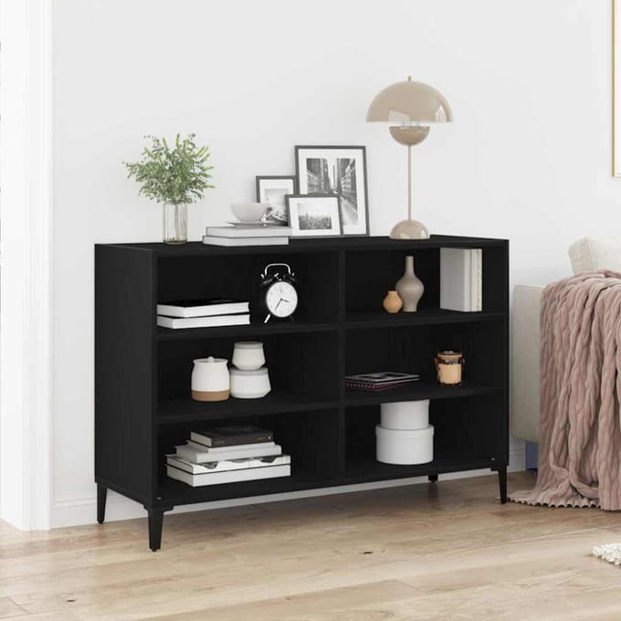 vidaXL - Dressoir - Zwart - Eiken - 103,5 - x - 35 - x - 70 - cm - Bewerkt - hout