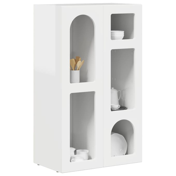 vidaXL - Dressoir - ELST - Hoogglans - wit - 59 - x - 35 - x - 100,5 - cm - Bewerkt - hout