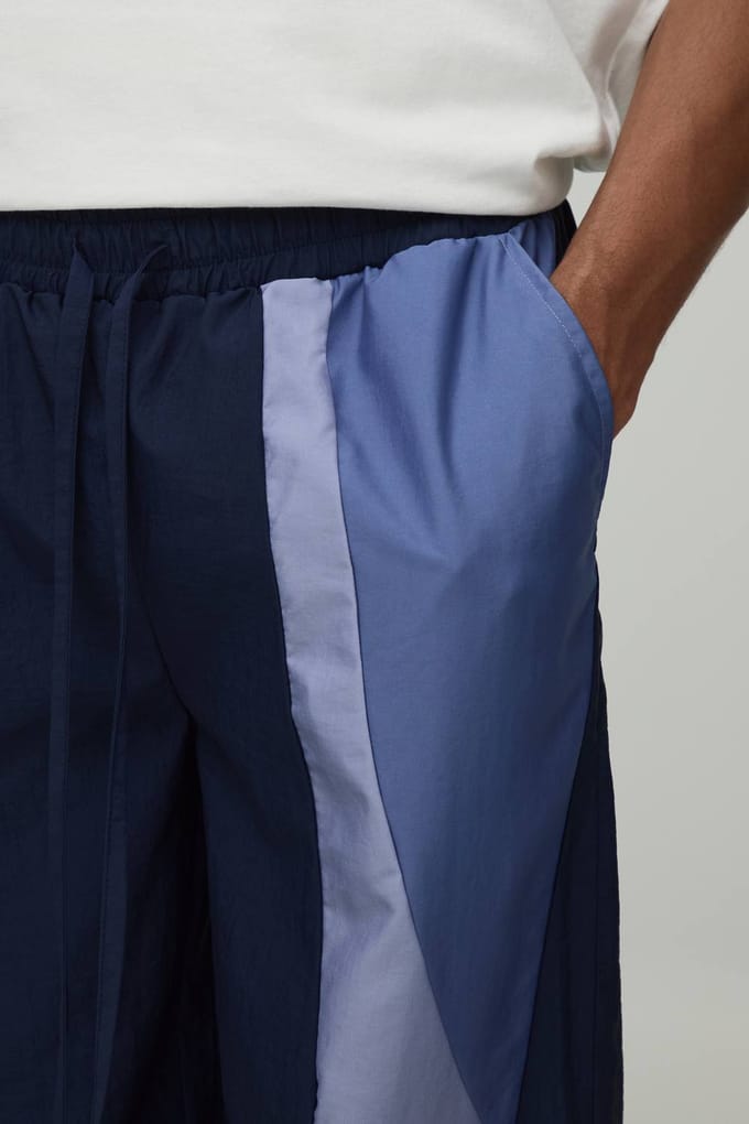 Baggy Fit Colour Block Trainingsbroek | Slate Blue | Size Medium