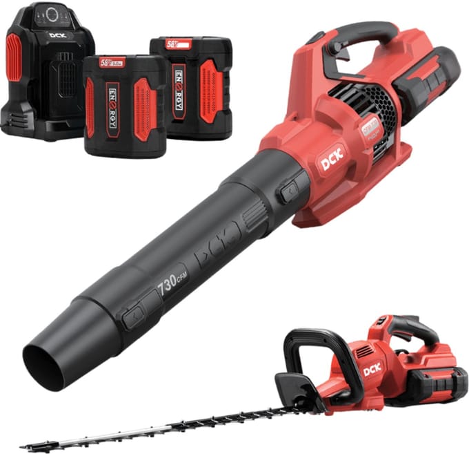 DCK Tools 58V Afwerk Actiebundel - Accu Bladblazer + Heggenschaar met extra 5.0Ah Accu