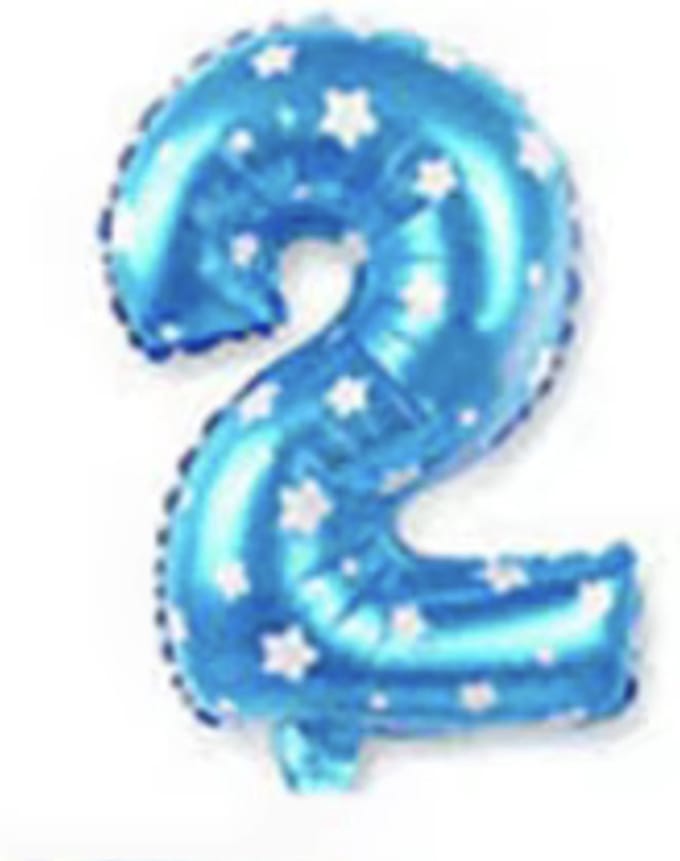New Age Devi - Cijfer-ballon 2 blauw - 41 cm - met sterren