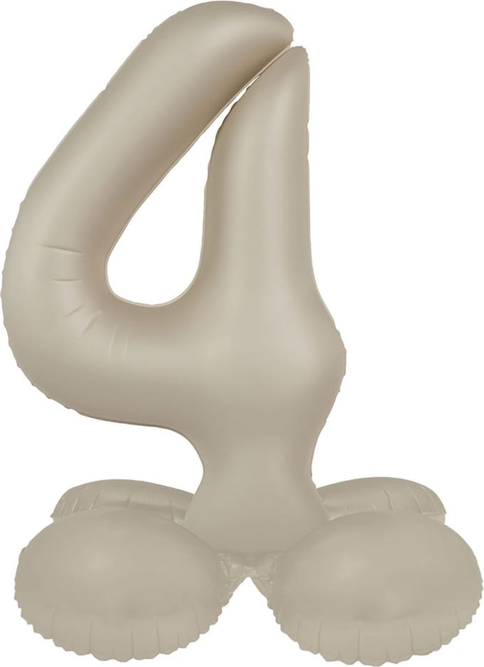 Staande Folieballon Cijfer 4 - Creamy Latte - Ultra Matt - 41 cm