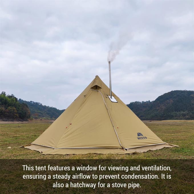 4 6 Personen Tipi Hete Tent met Kachelpijpuitgang Camping Piramide Teepee Tent voor Kamperen Backpacken Wandelen legergroene kleur