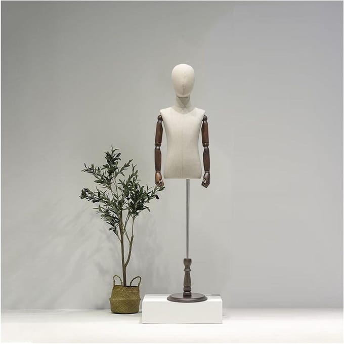 Kind Etalagepop - Paspop Kinderen - Kleding Presenteren - Verstelbare Hoogte - 93-140 cm - Beige