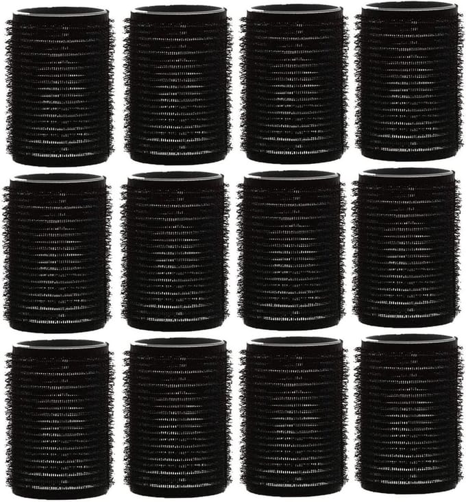 12 Stuks Zwarte Grote Haarrollers 30 mm voor Krullen en Golven
