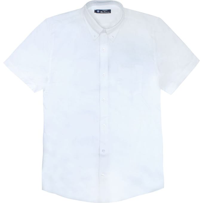Ben Sherman Script Geborduurd Heren Wit Overhemd