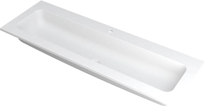 INK Faktor Wastafel Polystone Centraal met 1 Kraangat - 1400x450x15 mm - Mat Wit