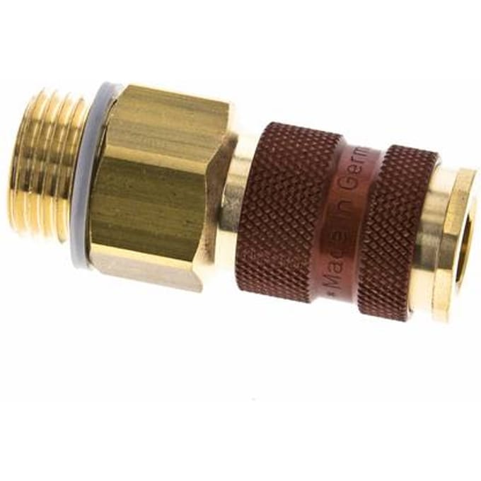 Messing DN 7.2 (Euro) Bruin-Coded Luchtkoppeling Snelkoppeling G 1/2 inch Buitendraad - CLS7-M-B-BRO-P-CD-012