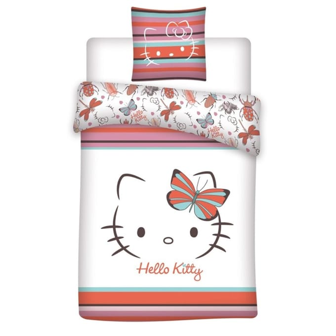 Hello Kitty Dekbedovertrek Vlinder - 140 x 200 cm / 65 x 65 cm - Polykatoen