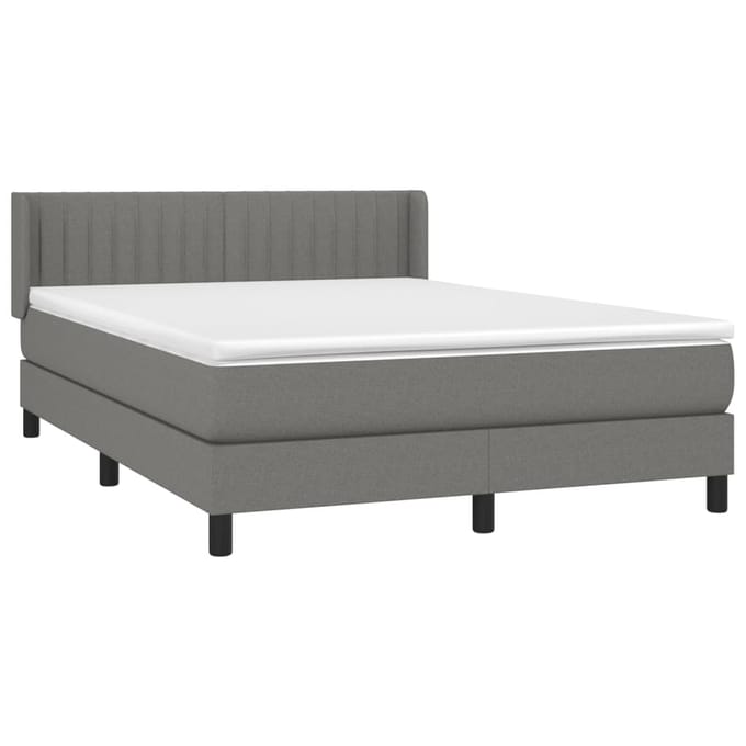 vidaXL - Boxspring - met - matras - stof - donkergrijs - 140x200 - cm