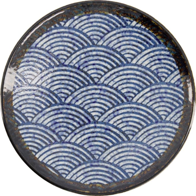 Tokyo Design Studio - Aisai Seigaiha Dinerbord - Blauw/Bruin - Ø 22,7 cm - Keramiek
