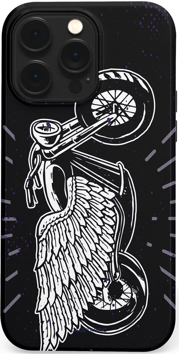 Casetastic hoesje geschikt voor Apple iPhone 14 Pro Max - MagSafe - Dubbellaagse bescherming - Retro highway - Fashion Case - Donkerblauw Zwart Grijs