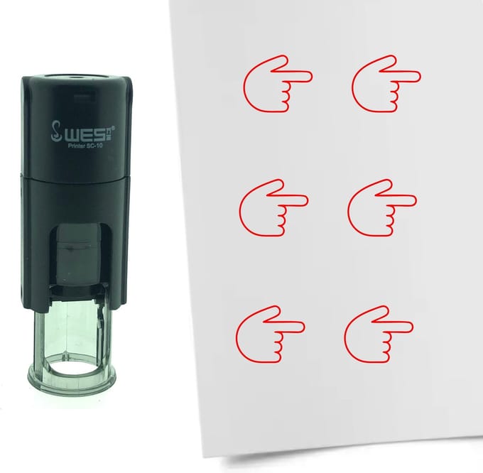 CombiCraft Stempel wijzen naar rechts 10mm rond - Rode inkt