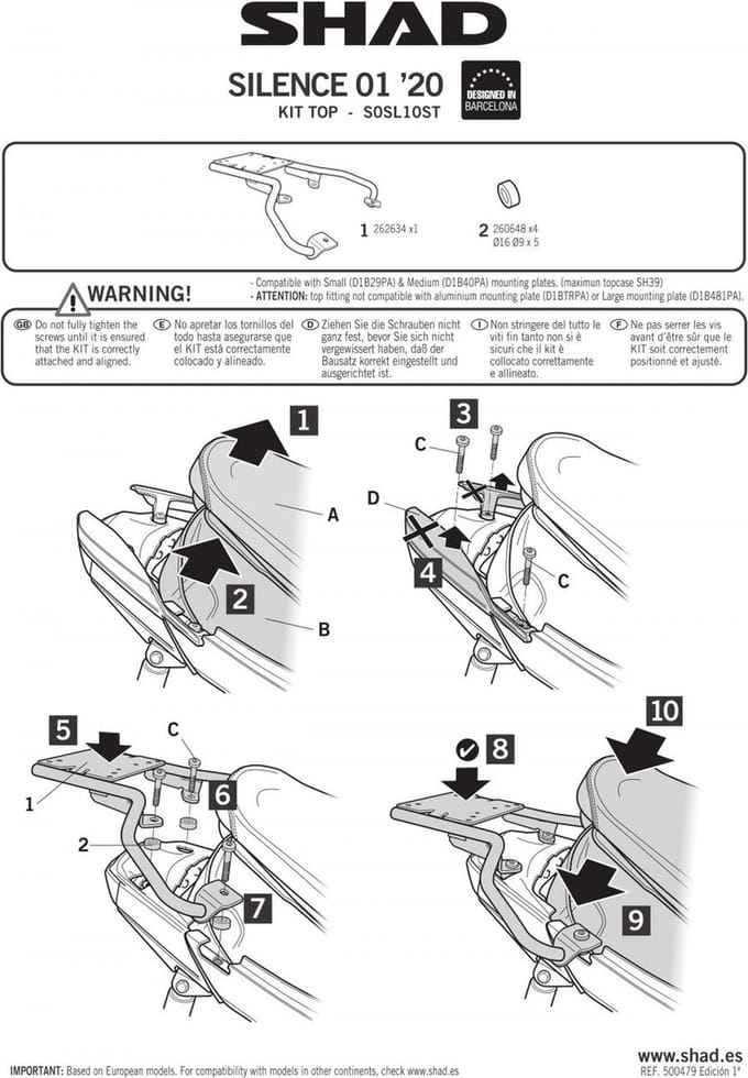 Support de top case Shad pour Scooter SEAT 125 MO Après 2020 S0SL10ST / TOP MASTER / Kit Neuf