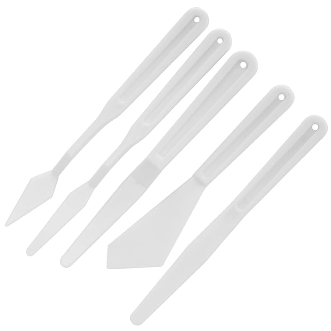5-delige set plastic paletmessen, draagbare spatels voor olieverfschilderen, accessoire voor schildergereedschap white