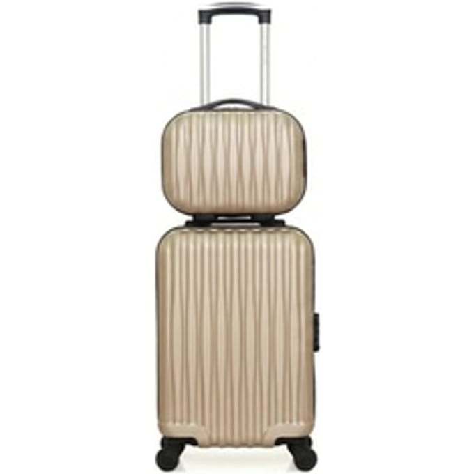 Set van 2 Wave koffers met een handbagage koffer en een beautycase: Aurélia / Kaki