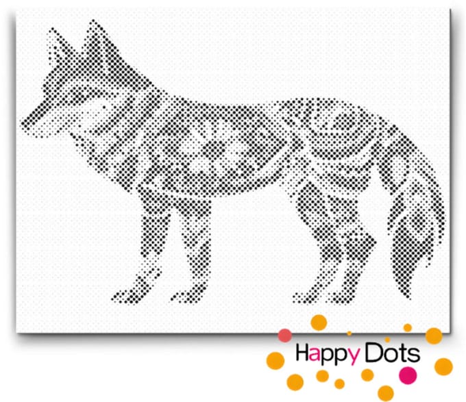 HappyDots DOT Painting Mandala Dieren 10 - Wolf - 40x50cm