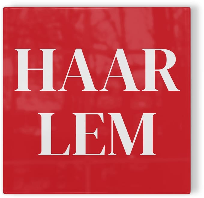 Tegeltje Haarlem - rood wit - tegeltje stad - tegeltje met tekst