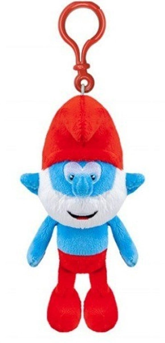 Pluche smurf met clip - Grote smurf - 12 cm