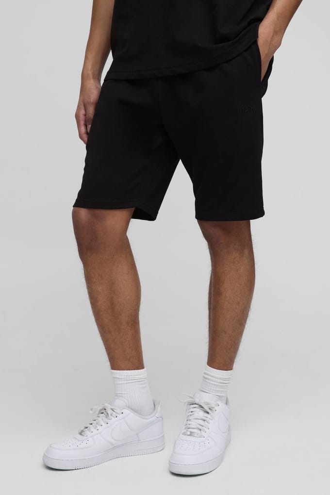 260GSM Loopback Basic MAN. Slim Fit Middenlengte Shorts | Black | Size XS