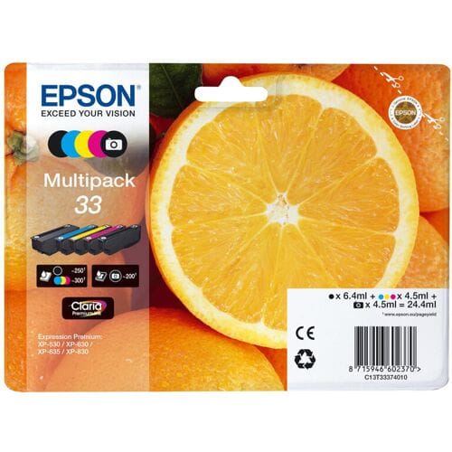 Epson 33 Multipack - 5 pakker - sort gul cyan magenta foto-sort - original - blækpatron