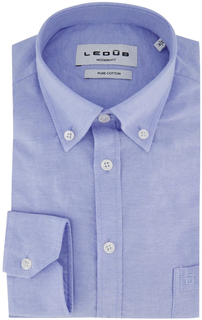 Overhemd lichtblauw Ledub Modern fit katoen button down
